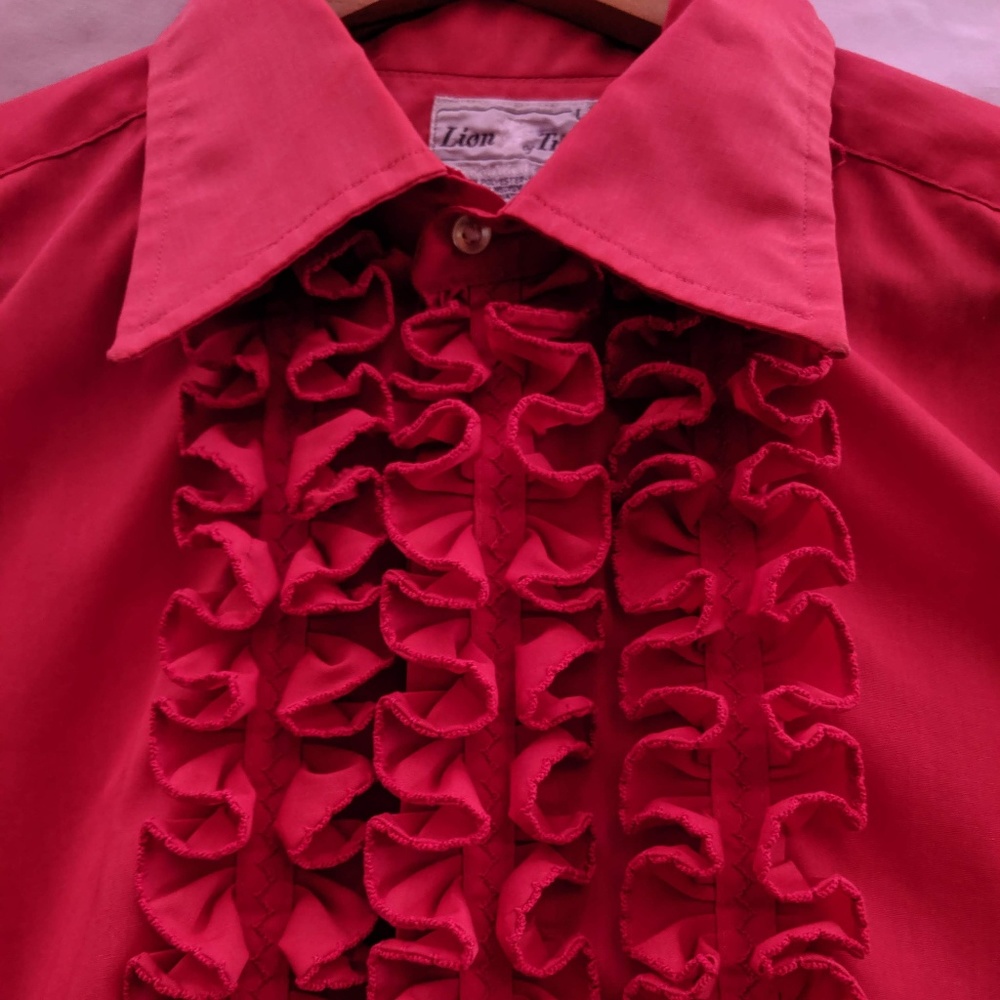 LION OF TROY | Red Vintage Tuxedo Shirt